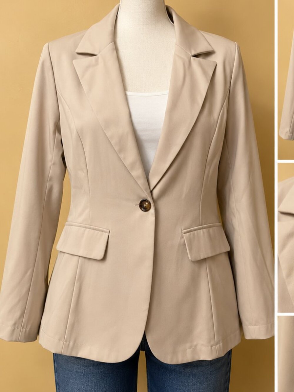 NWOT Beige Taupe Single Button Blazer – Size Large
